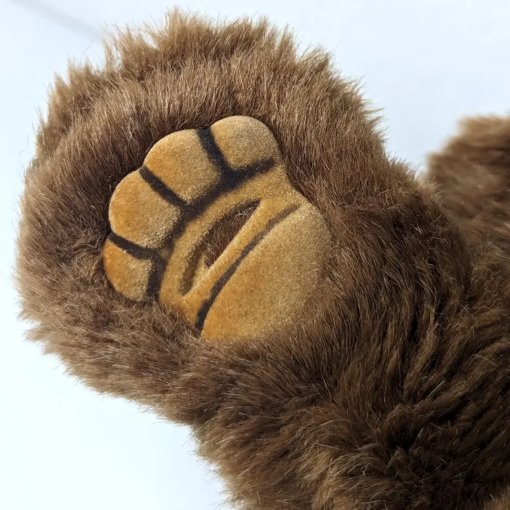 Vintage Brown Teddy Bear Hand Puppet Plush Realistic Hard Suede Paws Stuffed 10